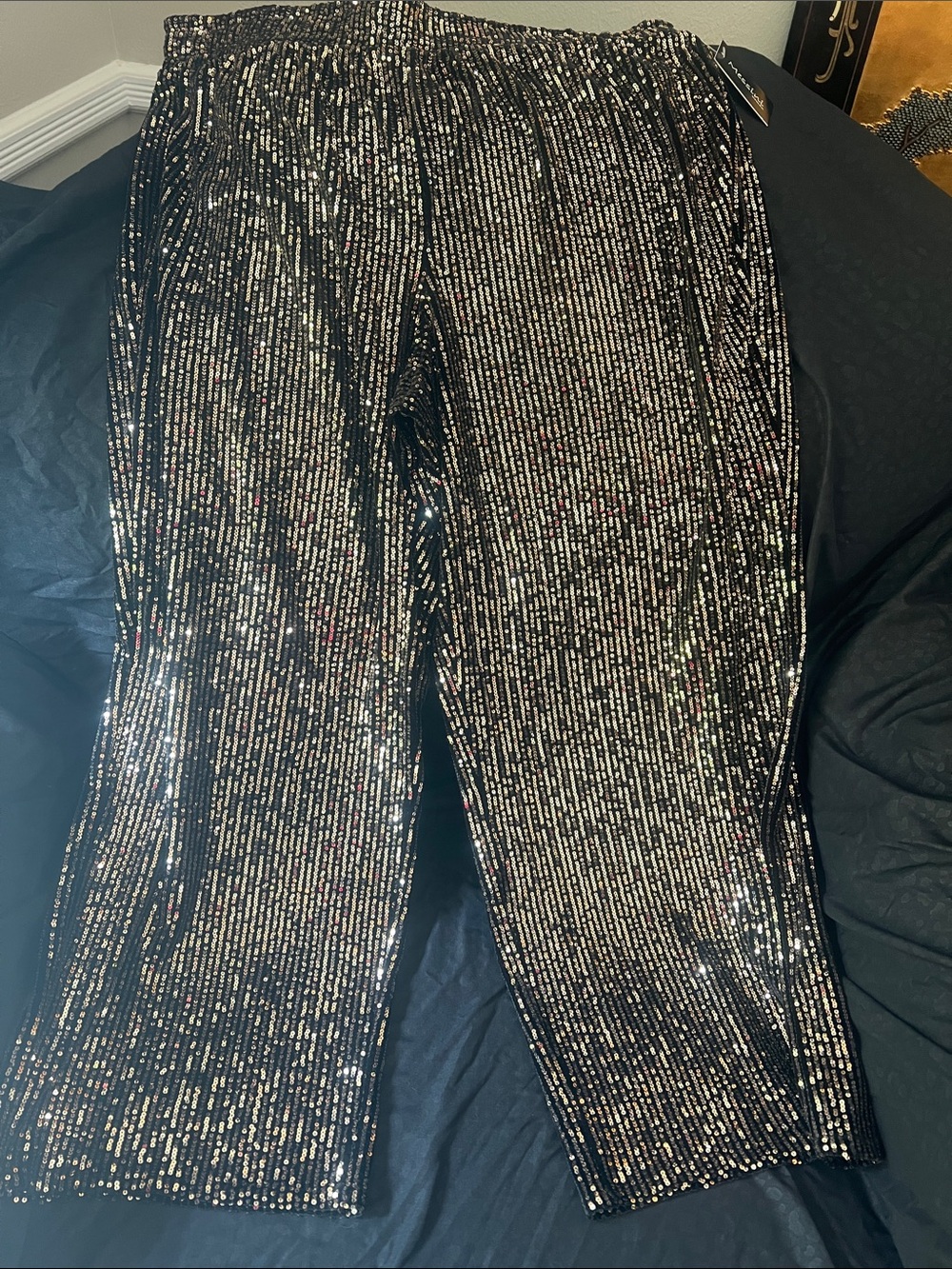 NWT size 3X Sequined Black Wide-Leg Party Pants